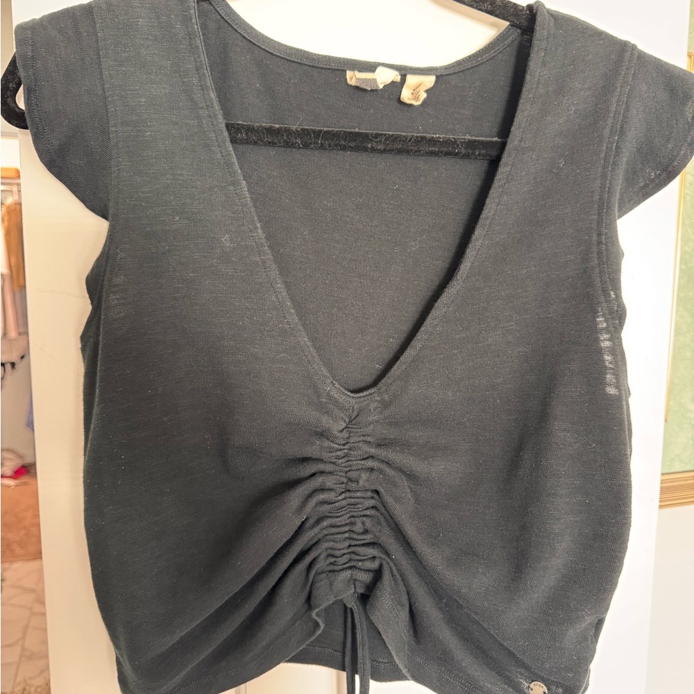 Roxy Black Ruched Crop Top